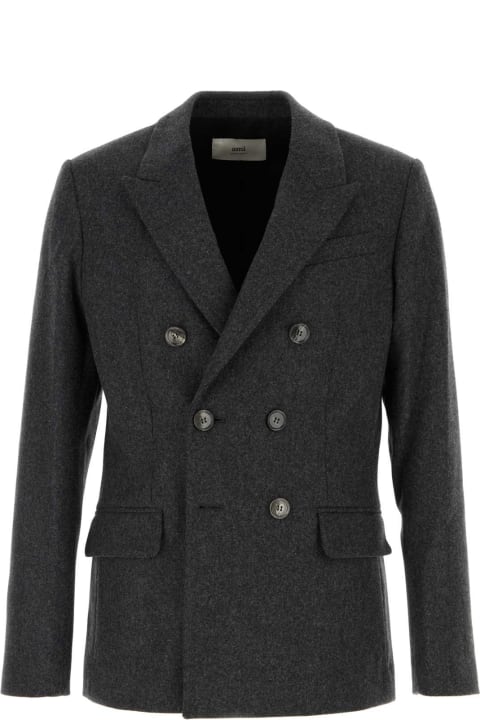 Ami Alexandre Mattiussi Coats & Jackets for Men Ami Alexandre Mattiussi Dark Grey Wool Blazer