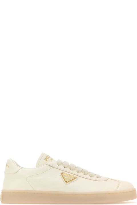 Shoes Sale for Women Prada Ivory Leather Downtown Sneakers