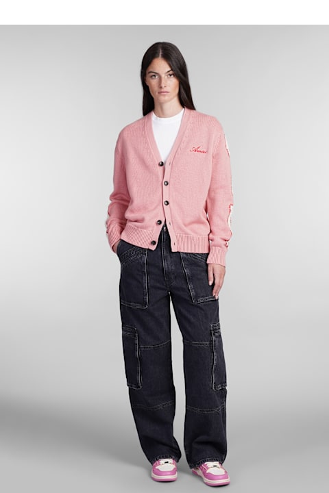 AMIRI سترات لـ السيدات AMIRI Cardigan In Rose-pink Wool