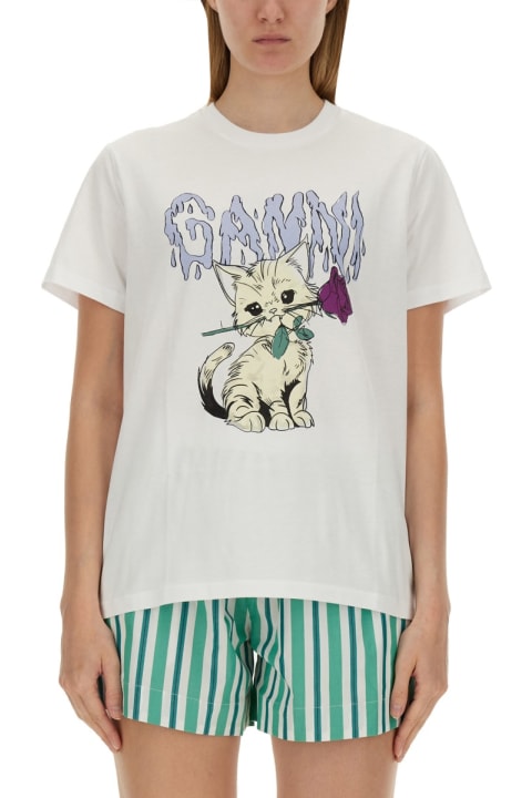Ganni Topwear for Women Ganni T-shirt "cat"