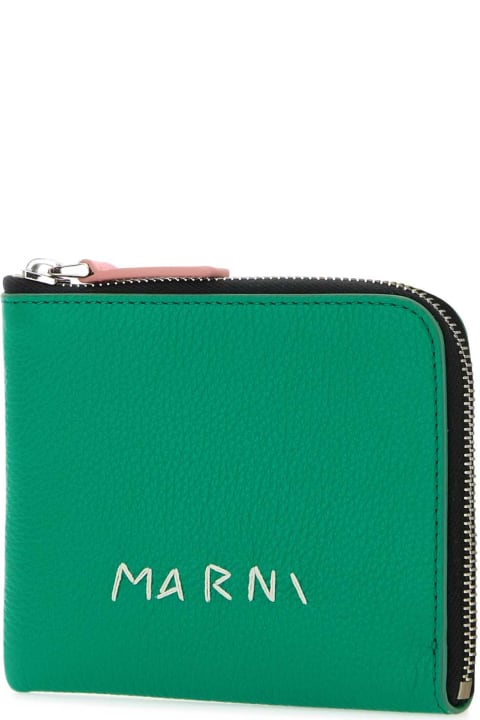 メンズ Marniの財布 Marni Green Leather Wallet
