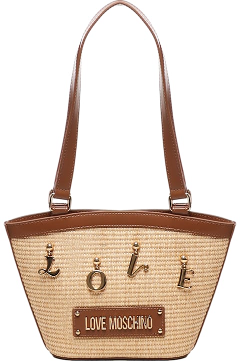 Love Moschino for Women Love Moschino Raffia Shopper With Letter Charm