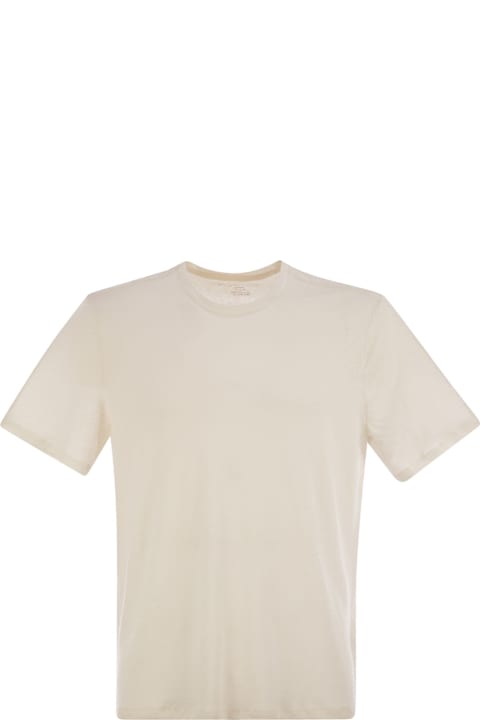 Majestic Filatures Topwear for Men Majestic Filatures Crew-neck And Short-sleeved T-shirt In Linen