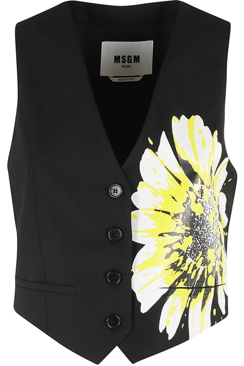 MSGM Coats & Jackets for Women MSGM Floral-printed V-neck Waistcoat