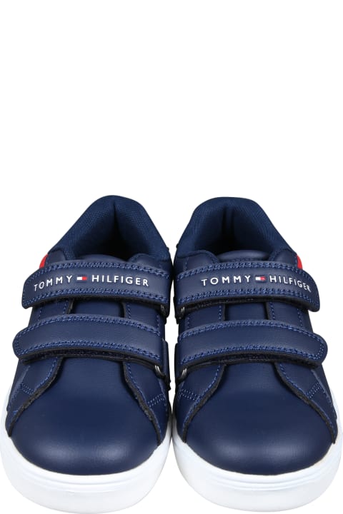 Shoes for Boys Tommy Hilfiger Blue Sneakers For Kids With Flag And Logo