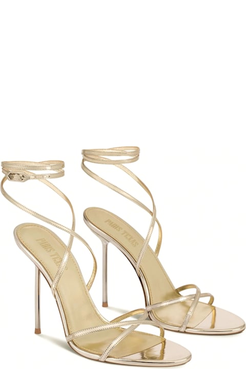 Paris Texas Shoes for Women Paris Texas Lace-up Sandals In Gold Mirror-effect Leather