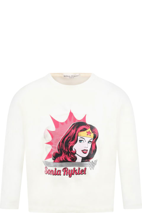 Ivory T-shirt For Girl With Wonder Woman