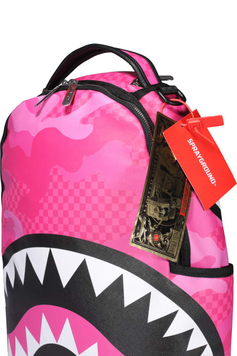 Sprayground Backpack In Vegan Leather With Shark Print In Pink | ModeSens
