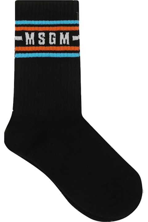 Underwear for Boys MSGM Black Socks For Kids With Logo