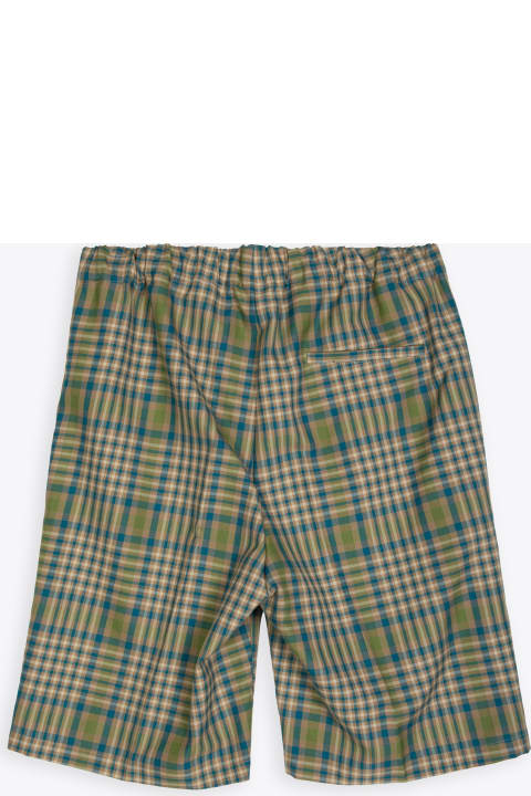 C.v. Bermuda Green check cotton bermuda shorts with drawstring