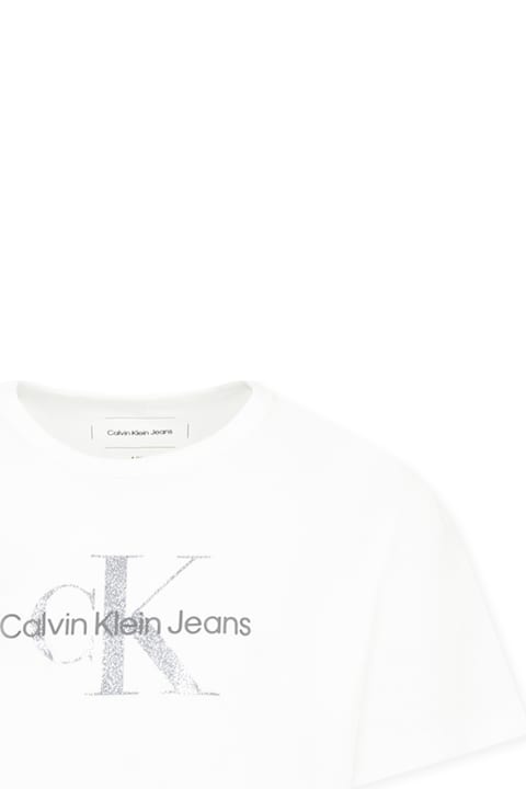 Calvin Klein T-Shirts & Polo Shirts for Girls Calvin Klein White T-shirt For Girl With Logo