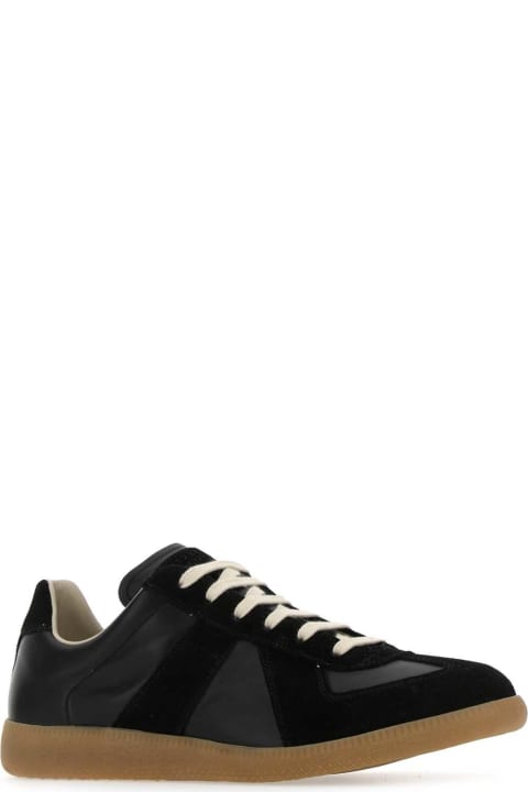 Fashion for Women Maison Margiela Black Leather Replica Sneakers