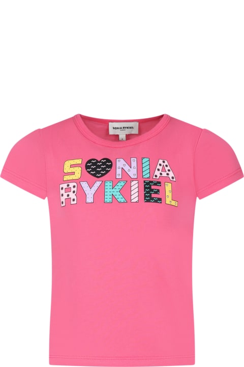 Fashion for Girls Rykiel Enfant Pink T-shirt For Girl With Logo Print