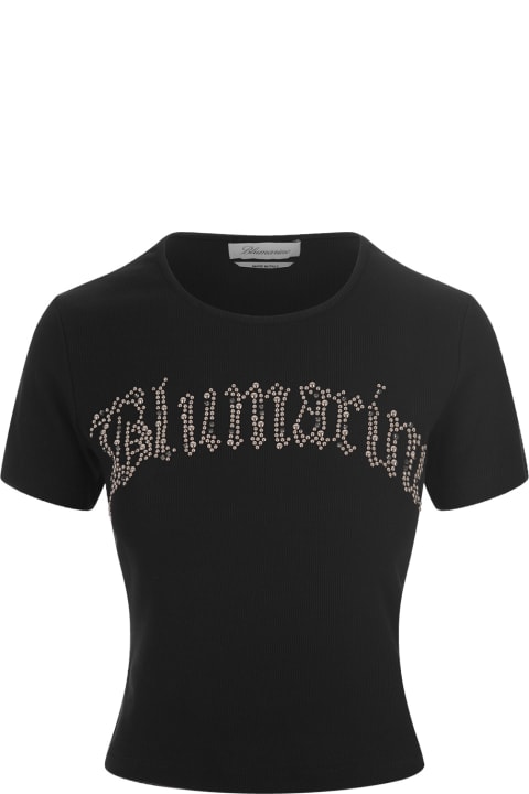 Fashion for Women Blumarine Black T-shirt With Jewel Logo