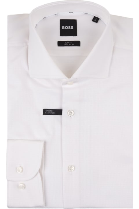 Shirts for Men Hugo Boss Slim Fit Shirt In White Easy-iron Cotton