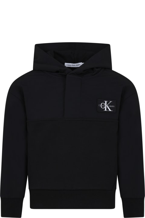 Calvin Klein Sweaters & Sweatshirts for Boys Calvin Klein Black Sweatshirt For Boy With Logo