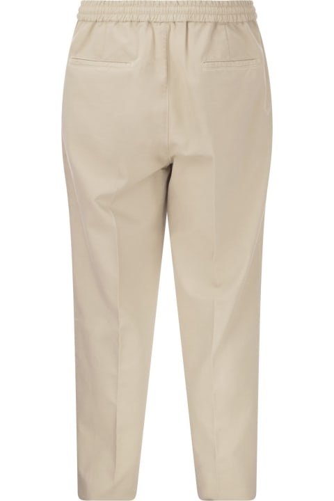 Brunello Cucinelli Clothing for Men Brunello Cucinelli Leisure Fit Cotton Gabardine Trousers With Drawstring And Double Darts