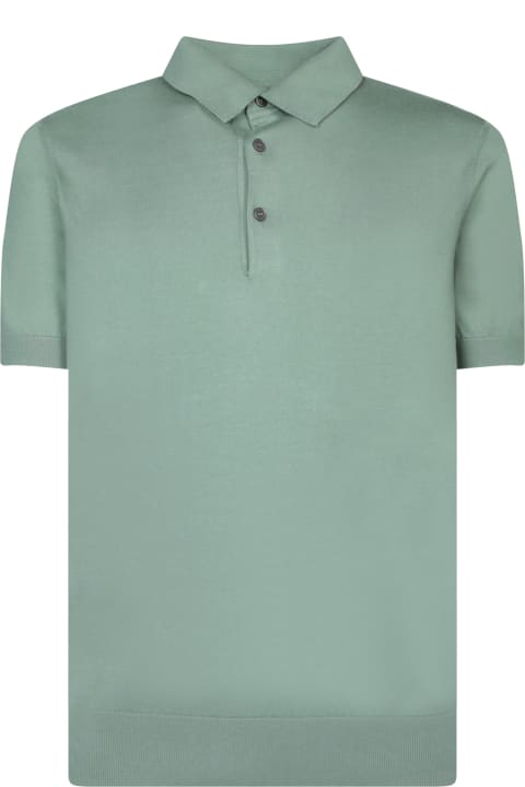 Topwear for Men Zegna Premium Sage Green Cotton Polo Shirt