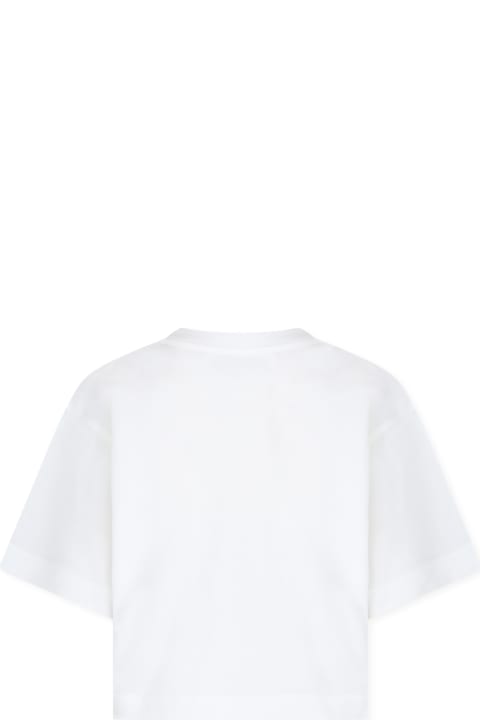 Fashion for Girls MM6 Maison Margiela White T-shirt For Girl With Numbers Print