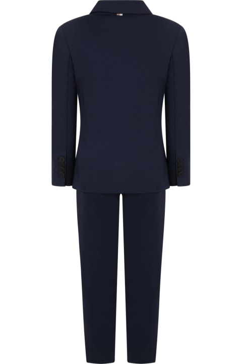 Blue Suit For Boy With Logo Patch
