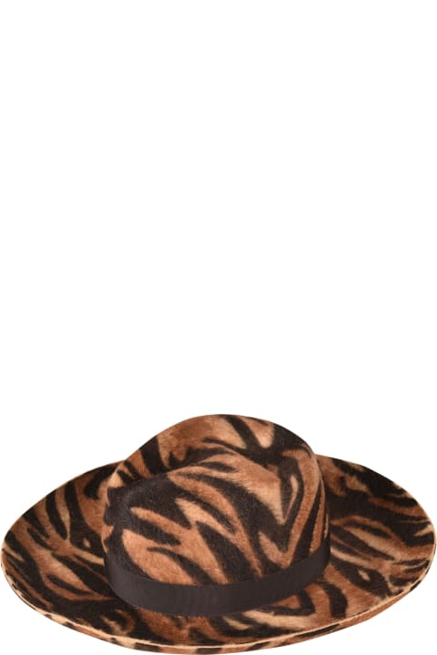 ウィメンズ 帽子 Borsalino Tiger Printed Hat