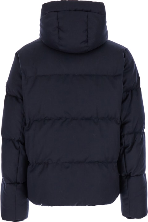 Homeware TATRAS 
antoldo
 Blue Down Jacket With Hood And Logo Patch In Wool Man