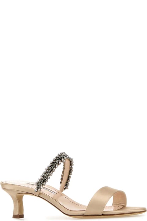 Manolo Blahnik لـ Kids Manolo Blahnik Nude Satin Kifasan Mules