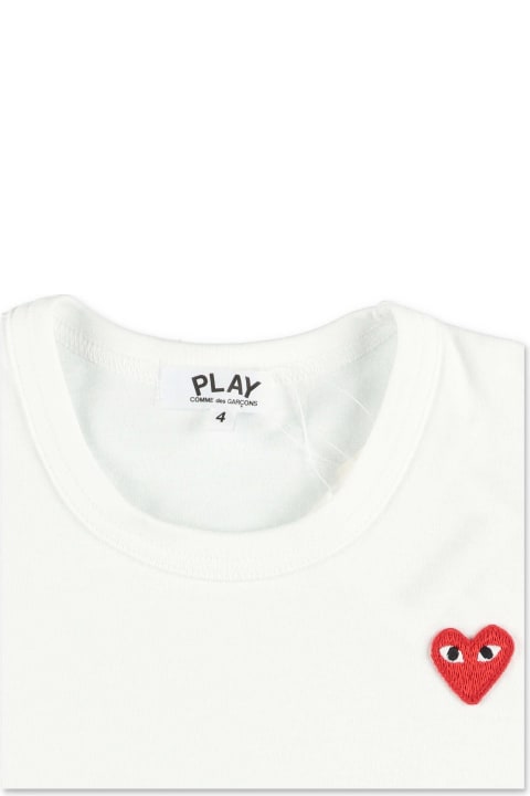 Comme Des Garçons Play T-shirt Bianca In Jersey Di Cotone