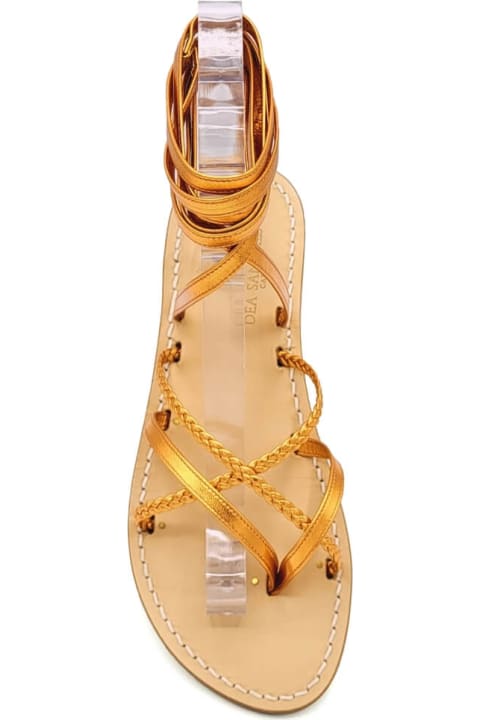 Fashion for Women Dea Sandals Orange Laminated Leather Gladiator Sandals