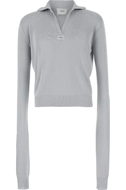 Coperni Topwear for Women Coperni Grey Long Sleeve Polo Shirt In Knit Woman