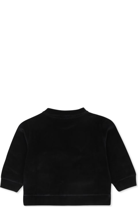Balmain Sweaters & Sweatshirts for Baby Girls Balmain Black Sweat Shirt For Baby Girl With Logo