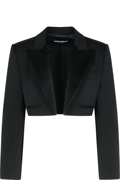 Dolce & Gabbana معاطف وجواكت لـ السيدات Dolce & Gabbana Black Wool Blend Blazer