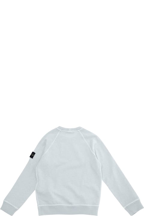 Homeware Stone Island Junior Light Blue Sweatshirt With Round Neck And Logo Patch On The Sleeve In Cotton Boy