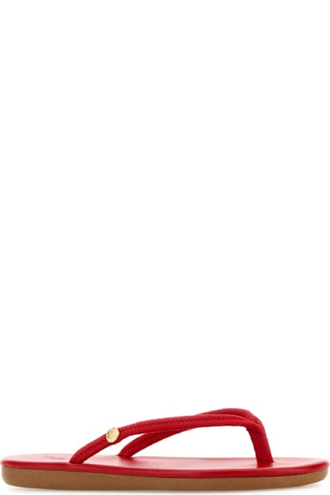 Ancient Greek Sandals for Men Ancient Greek Sandals Red Fabric Saionara Thong Slippers