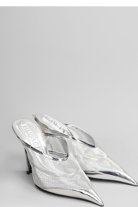 Mugler for Women Mugler Slipper-mule In Silver Polyamide