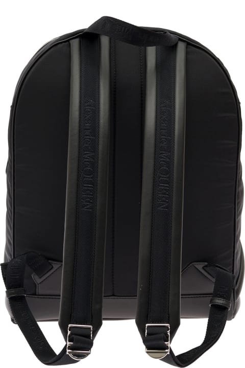 Black Backpack With Tonal Harness Deatil In Nylon Man Alexander Mcqueen