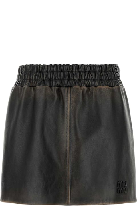 Miu Miu Skirts for Women Miu Miu Dark Brown Nappa Leather Mini Skirt