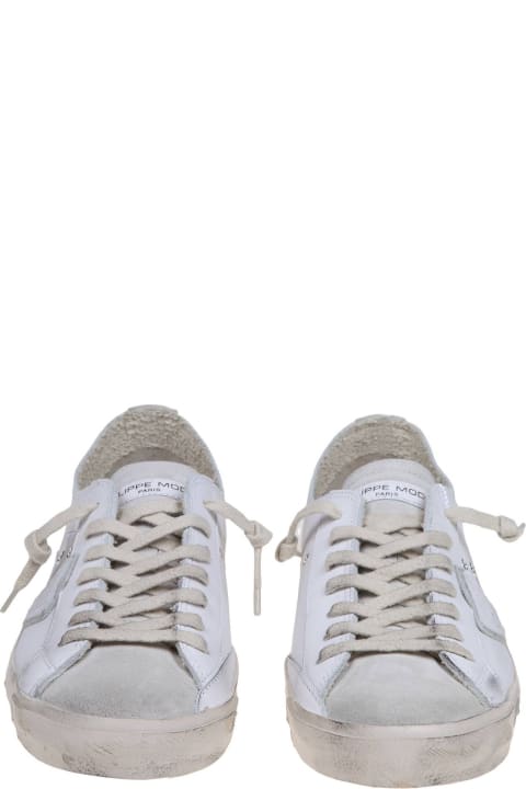 Philippe Model Men Philippe Model Prsx Low Sneakers In White Leather And Suede