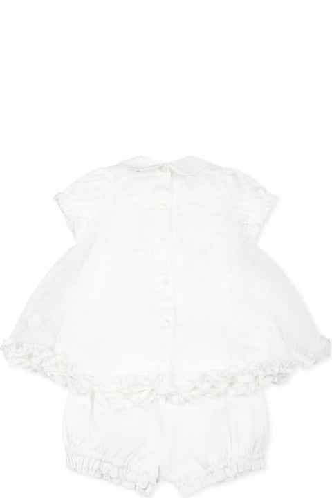 Monnalisa Bodysuits & Sets for Baby Girls Monnalisa White Suit For Baby Girl With Polka Dots
