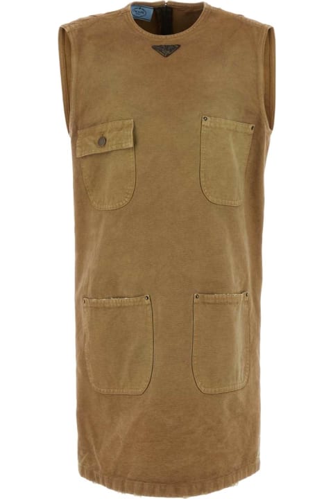 Coats & Jackets for Women Prada Camel Cotton Mini Dress