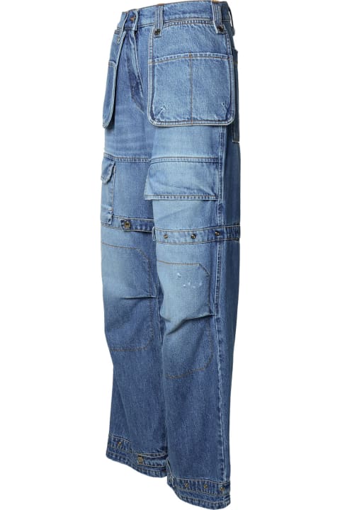 Jeans for Women MSGM Blue Cotton Blend Cargo Jeans