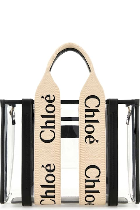 Totes for Women Chloé Two-tone Rubber And Leather Small Woody Shopping Bag