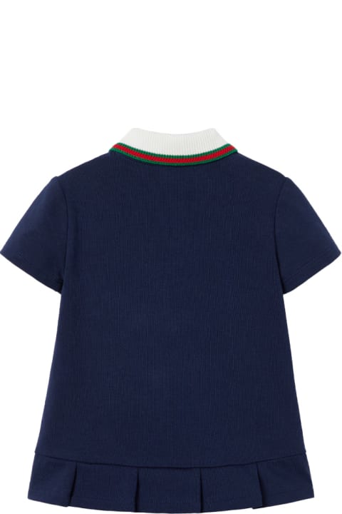 Gucci Bodysuits & Sets for Baby Girls Gucci Dark Blue Jersey Dress With Gg Cross Embroidery