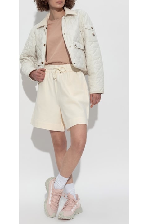 Moncler Pants & Shorts for Women Moncler Moncler Cotton Shorts With Logo Patch