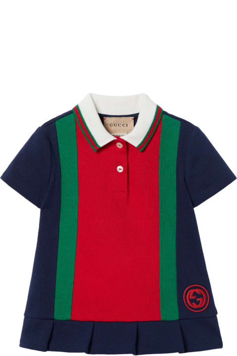 Gucci Bodysuits & Sets for Baby Girls Gucci Dark Blue Jersey Dress With Gg Cross Embroidery