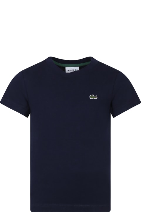 Lacoste for Kids Lacoste Blue T-shirt For Boy With Crocodile