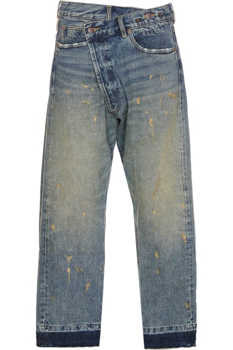 R13 Jeans for Women R13 Gold Splatter Crossover Clinton Blue Jeans
