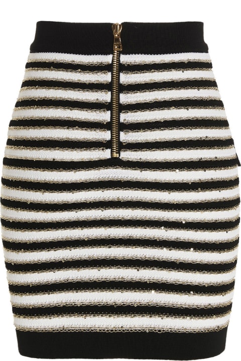 Homeware Balmain Sequin Striped Knit Skirt