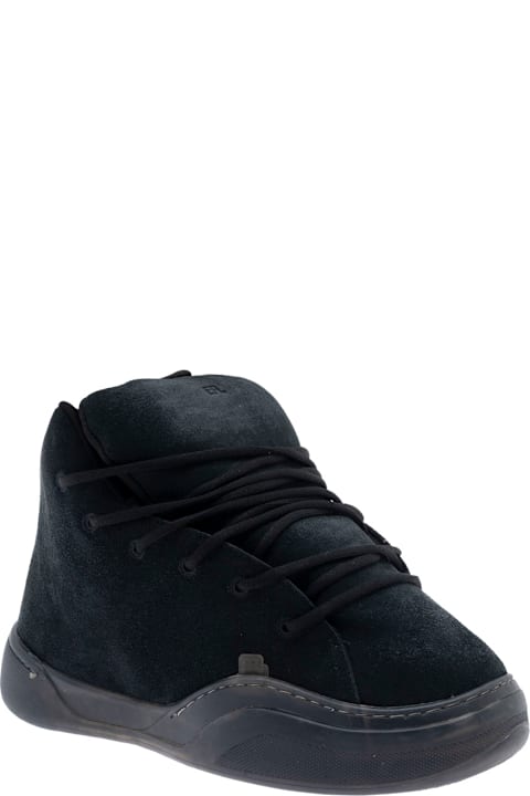 ERL for Kids ERL 'mid Vamp' Black Sneakers With Logo Lettering On The Tongue In Suede Man
