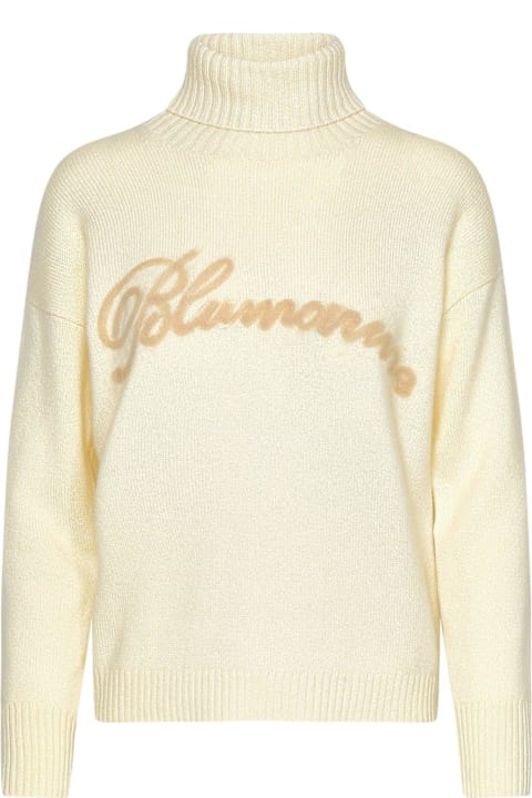 Blumarine for Women Blumarine Logo Embroidered Turtleneck Sweater